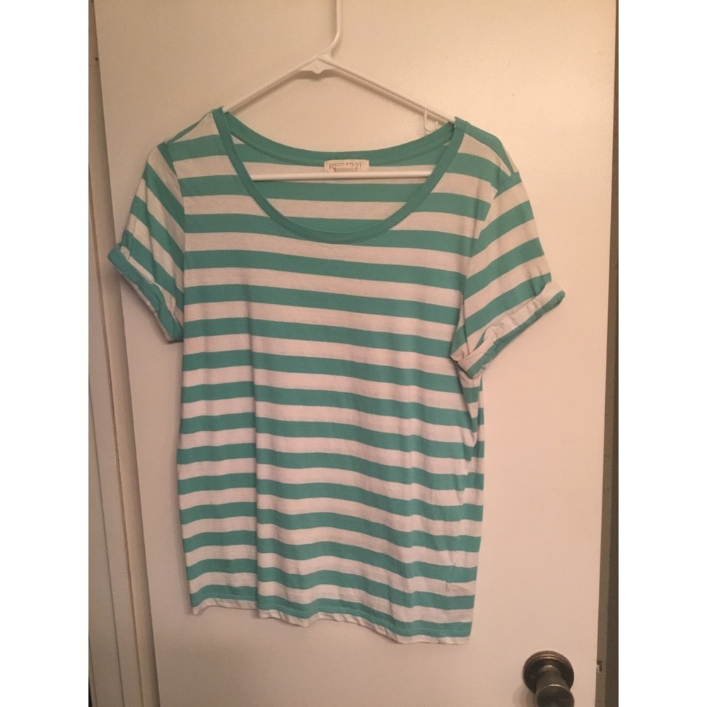 Teal and white shirt